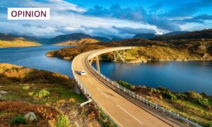 The Kylesku Bridge on the North Coast 500 tourist driving route. Image: Shutterstock.