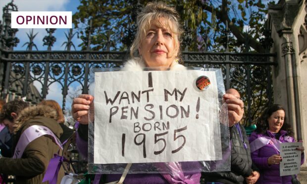 Women from (WASPI) Women Against State Pension Inequality demonstrate outside Parliament.
