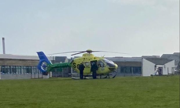 Air ambulance outside Clerkhill School.