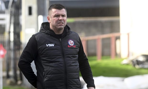 CR0047447, Callum Law, Brechin.
Highland League - Brechin City v Turriff United. 
Picture of Turriff United manager Warren Cummings.
Saturday, March 23rd, 2024, Image: Kenny Elrick/DC Thomson