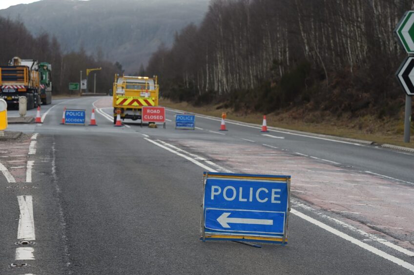 Road closed sign blocks the A9.
