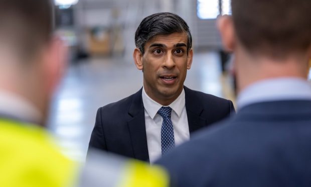 Rishi Sunak refused was in Montrose before his conference speech in Aberdeen on Friday. Image: Michal Wachucik/PA Wire