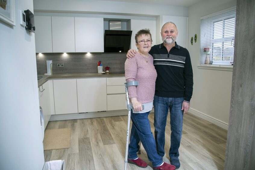 Jacqueline and Alan Scott inside their brand new kitchen at the Rothney West development in Insch.