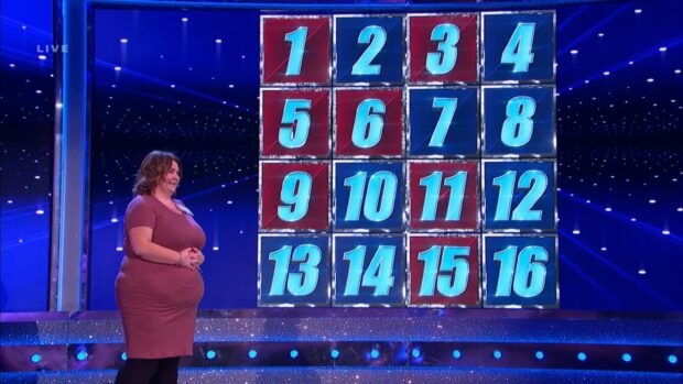 Donna won herself all 16 prizes including a Caribbean holiday. Image: Saturday Night Takeaway / ITV.