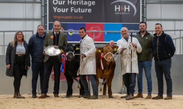 The Robertsons from Logierait took champion, with John Smith-Jackson in reserve, pictured with judge Hugh Dunlop, left.