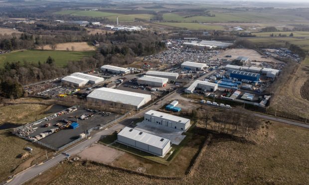 Aerial view of Thainstone Business Park near Inverurie