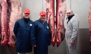 Stuart Ross of Ross Bros, Strichen, took overall champion, pictured with judges Sandy Milne and Mike Riddell of Millers of Speyside.