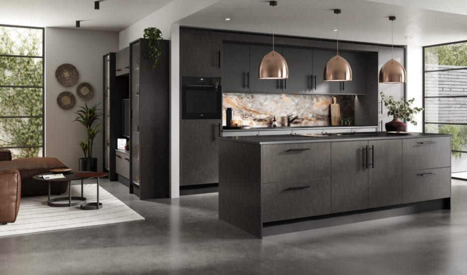 Sleek modern dark stone kitchen