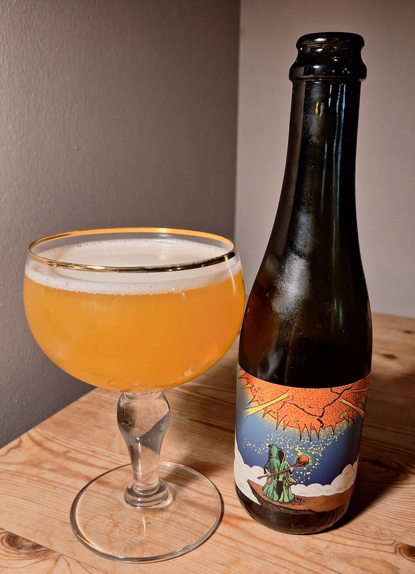 The Sunsmasher beer from Holy Goat poured into a glass 