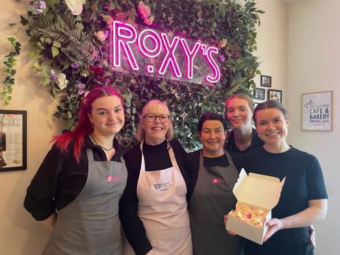 Roxy's in Oban with their popular Battenberg muffins.