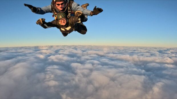 Stonehaven mum Abby McDonald during her charity skydive.