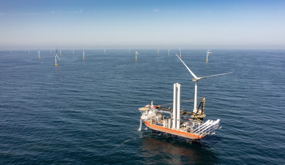 Installation of the final turbine at Seagreen last year: