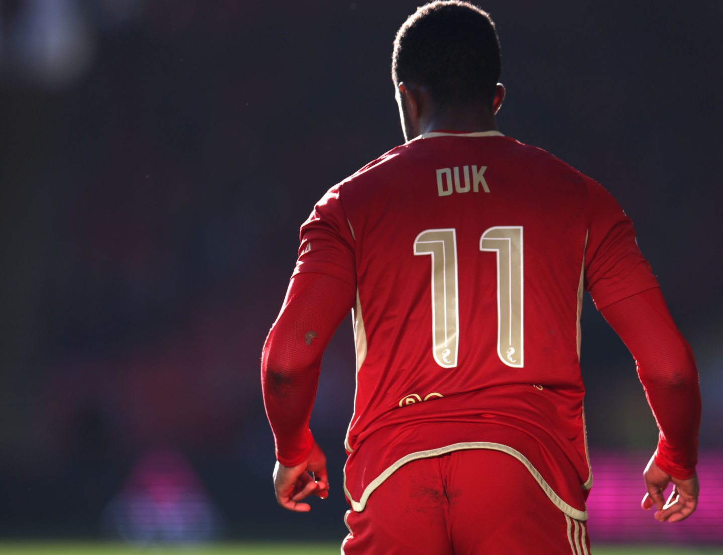 Aberdeen striker Duk in action during the 2-1 defeat of Ross County at Pittodrie. Image: Shutterstock