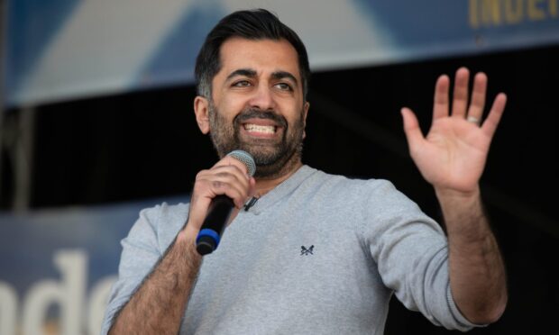 Mandatory Credit: Photo by Duncan Bryceland/Shutterstock (14444009an)
Believe in Scotland march and rally for an Independent Scotland, Glasgow, Scotland. First Minister of Scotland Humza Yousaf
Believe in Scotland Independence march and rally, Glasgow, Scotland, UK - 20 Apr 2024
