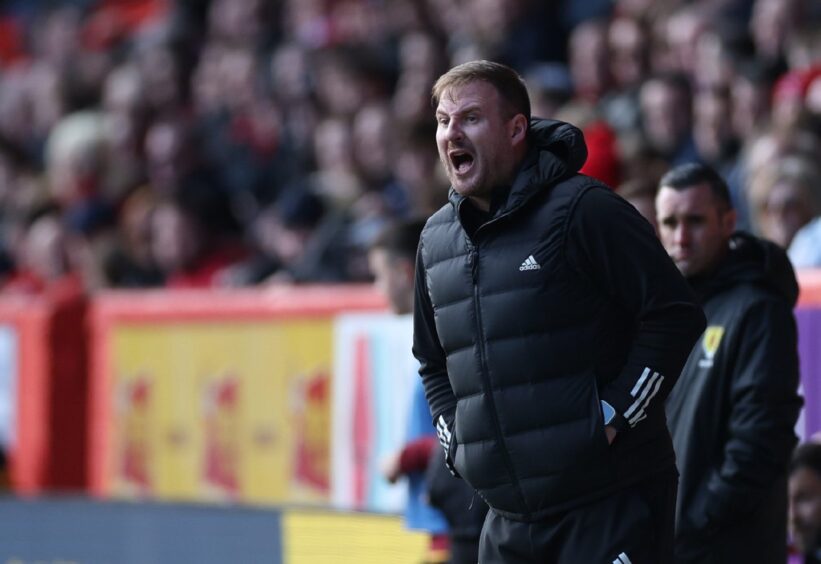 Aberdeen manager Peter Leven Aberdeen during the 1-0 defeat of Motherwell. Image; Shutterstock