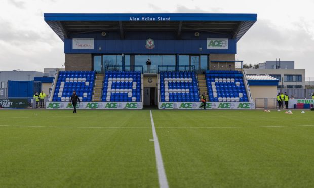 Balmoral Stadium - home of Cove Rangers. Aberdeen, Scotland, on Saturday 20th April 2024 ( Photo by Dave Cowe )