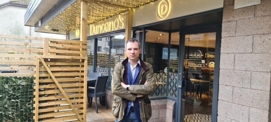 Andrew Bowie, MP for West Aberdeenshire and Kincardine, pictured outside Duncano's in Westhill.