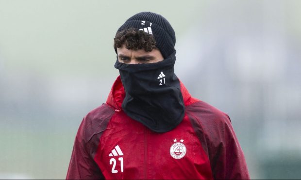 Dante Polvara during an Aberdeen training session at Cormack Park on Friday. Image: SNS.