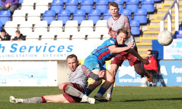 Alex Samuel watches his winner fly in for Inverness against Arbroath.