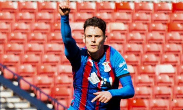 Cammy Harper celebrates after scoring to make it 1-0 for Inverness at Hampden against Queen's Park.