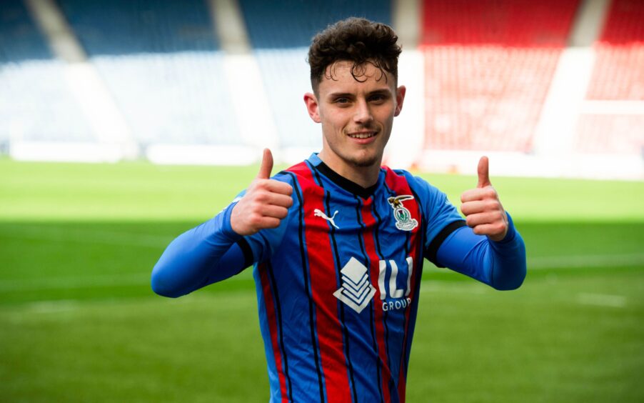 Inverness' Cameron Harper after his goal secured Caley Thistle all three points against Queen's Park on Saturday. 