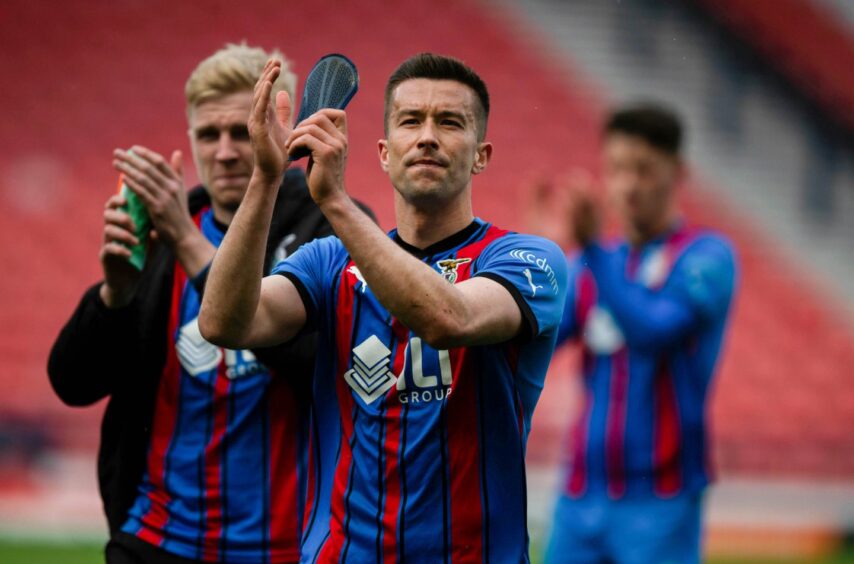 Cammy Kerr at full-time after Caley Thistle's Hampden win over Queen's Park on Saturday.