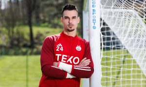 Keeper Kelle Roos during an Aberdeen training session at Cormack Park in preparation for the Scottish Cup semi-final. Image: SNS