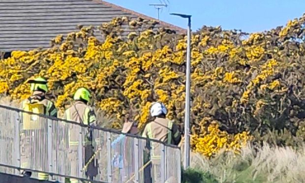 Firefighters attending the fire at Peterhead Golf Club Image: mage: Peterhead Live.