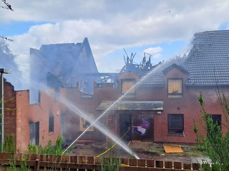 The fire has devastated the back of the property of a former care home in Clachnaharry. 