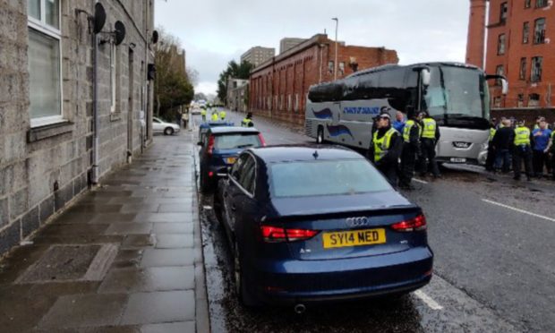 Police at the scene of the tragedy in Ives Road, Peterhead.