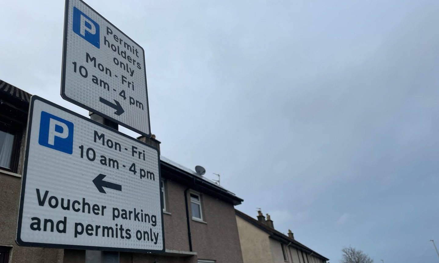 'Permit holders only' sign in controlled parking zone in Garthdee.