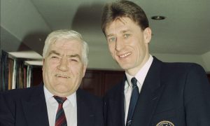 Sergei Baltacha being confirmed as Caley Thistle's first manager with late club chairman John 'Jock' McDonald in February 1994.