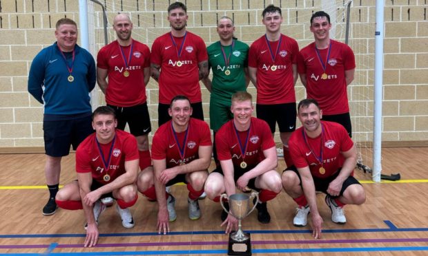 The Aberdeen Futsal Academy with the Scottish Futsal Super League trophy after their victory against PYF Saltires in Perth on Sunday April 7 2024.

Pictured back row (left to right) coach Dean Elrick, Alan Redford, Callum Dunbar, Dmytro Zabrodin, Arran Christie, Grant Campbell.
Front row (left to right): Willie Mathers, Richie Petrie, Owen Cairns, Jamie Watt.

Picture courtesy of Scottish Futsal.