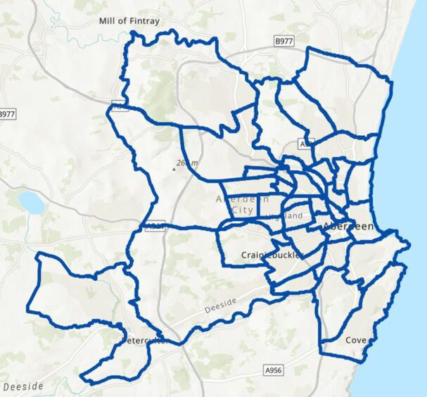 Aberdeen neighbourhoods map.