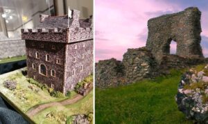 A scale model of Dunnideer castle