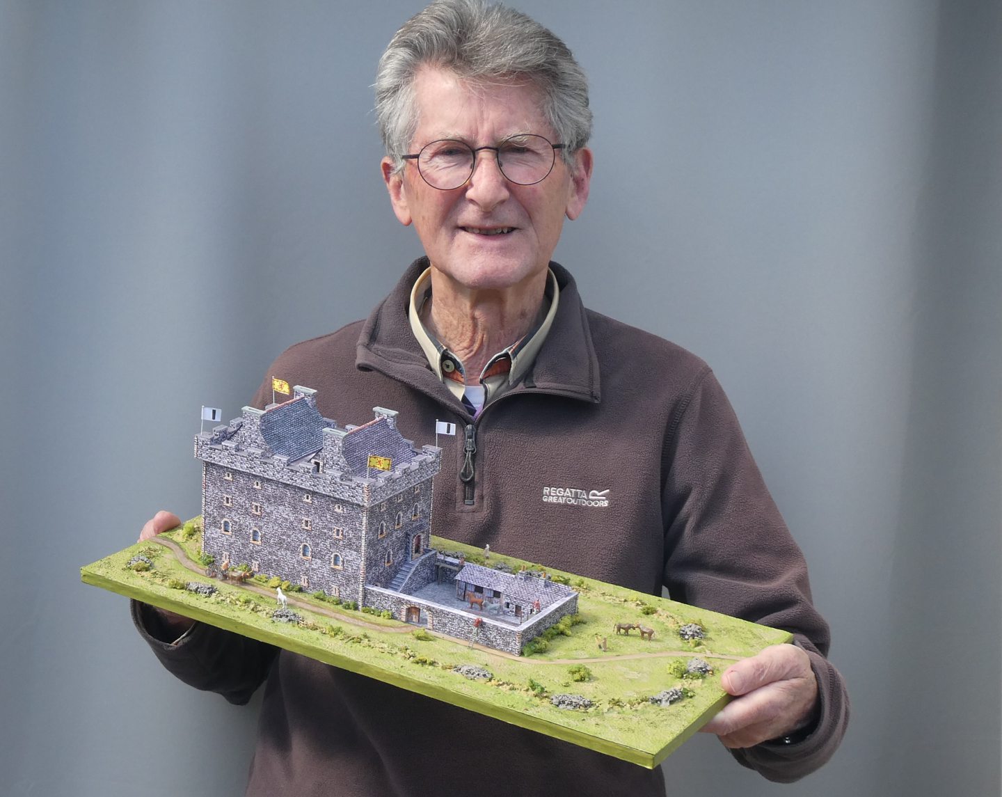 The model of Dunnideer Castle is on 1:150 scale and Artist Clive Metcalfe who made it