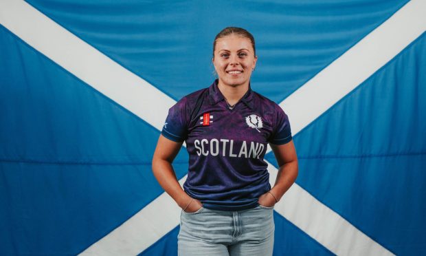 Ailsa Lister modelling the new Scotland cricket shirt. Picture: Cricket Scotland.