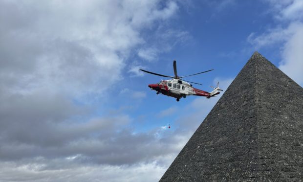 UK Coastguard rescue helicopter in Balmoral.