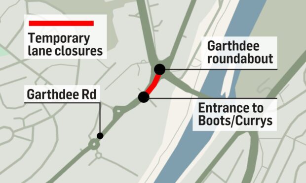 Garthdee Road closures graphic.
