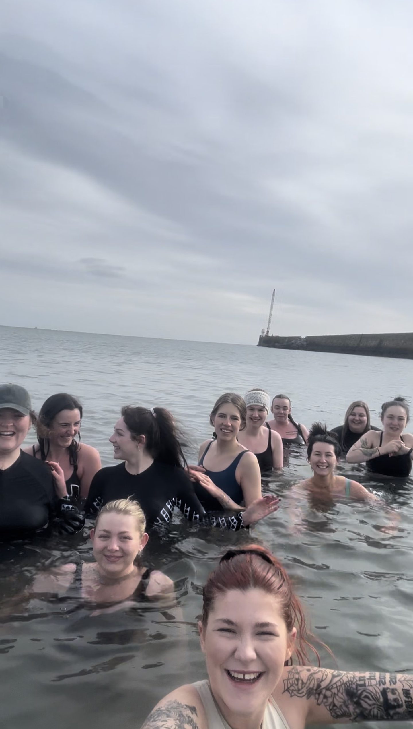 The Grate Sea Girls group cold water dipping in Aberdeen.
