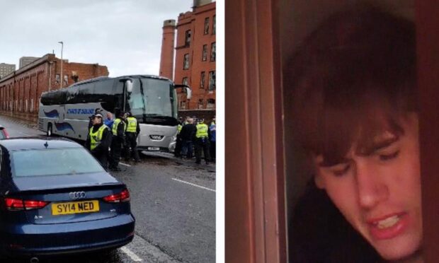 To go with story by Ewan Cameron. Cameron Craig, 19, tried to throw a rock at a Rangers supporters bus Picture shows; Cameron Craig, 19, tried to throw a rock at a Rangers supporters bus. n/a. Supplied by Supplied /DC Thomson Date; Unknown