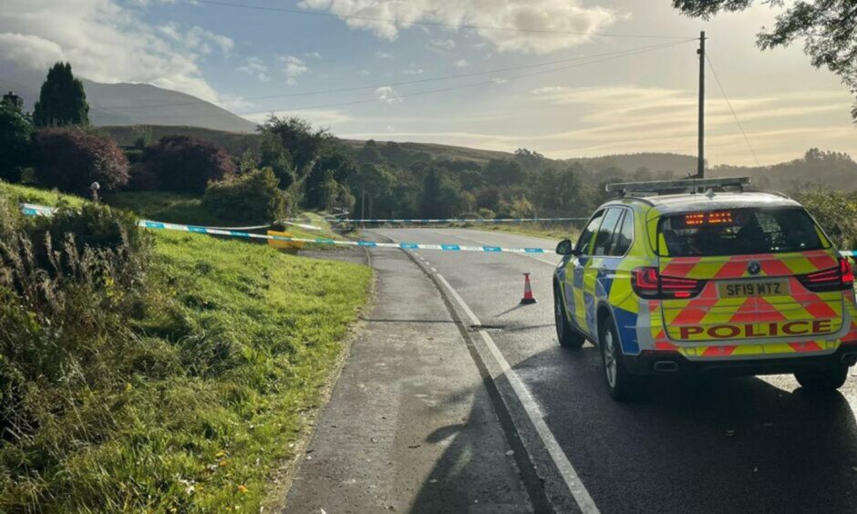 Police on the A85 near Taynuilt, Argyll, to investigate the hit-and-run.