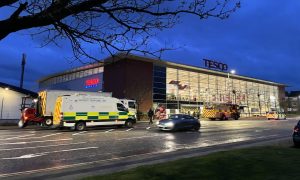 Ambulances rushed to the scene at Woodend's Tesco. Image: Lottie Hood/DC Thomson.