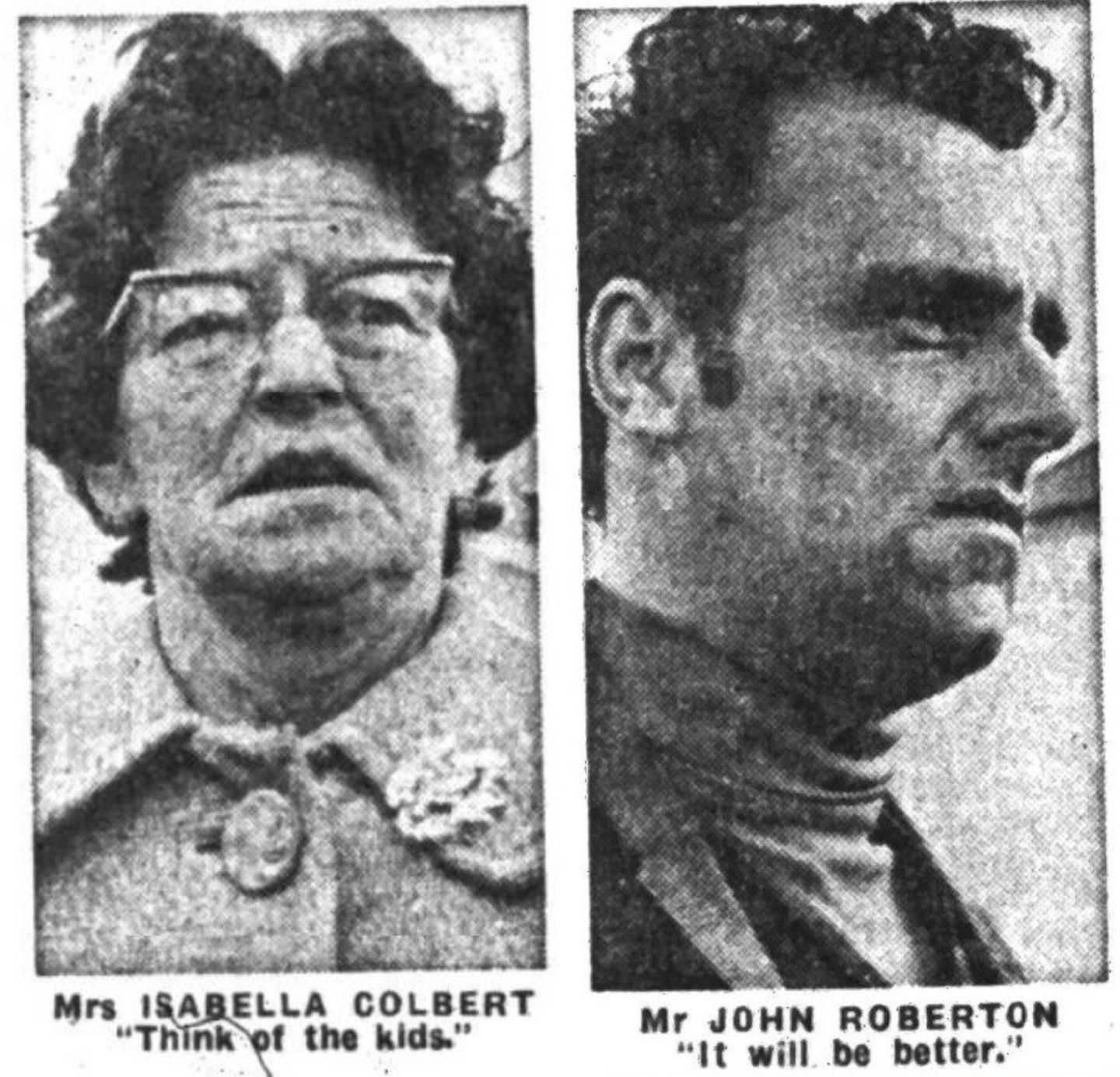 Isabella Colbert and John Robertson, Kilgour residents in 1969 featured in the newspaper