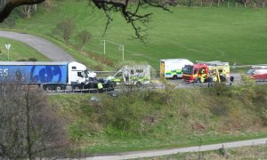 The crash involved a lorry and a black car. Image: DC Thomson.