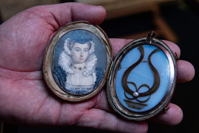 A locket containing hair of Mary Queen of Scots, which can be seen at the Highland exhibition