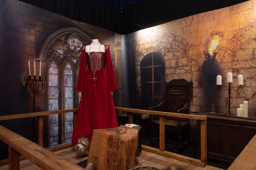 A scene reproducing the final moments of Mary Queen of Scots in the Highland exhibition