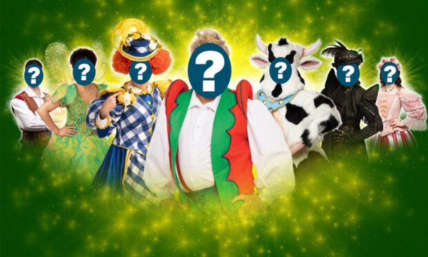 Question marks covering panto cast faces