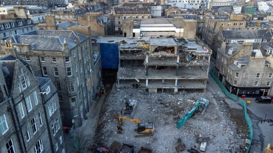 The Aberdeen market site, and Union Street central, will soon be a hive of activity - as it was in summer 2022 when old buildings were knocked down. Image: Kenny Elrick/DC Thomson