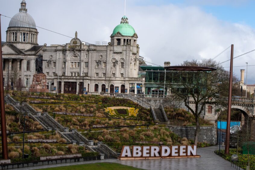 The Aberdeen letters sign in Union Terrace Gardens